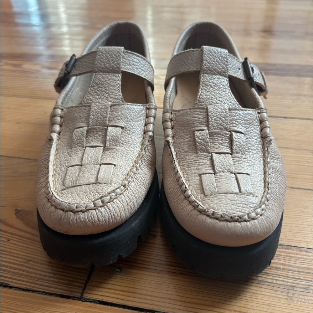 G.H. Bass & Co. Woven Leather Fisherman Loafers in Light Beige